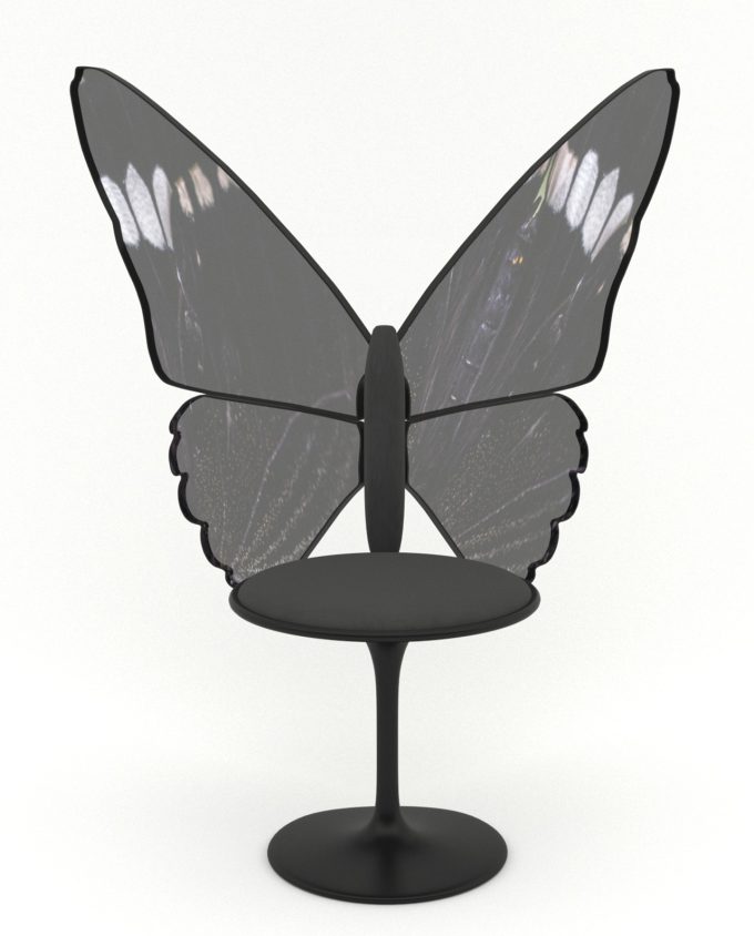 fairy peri siyah metal sandalye