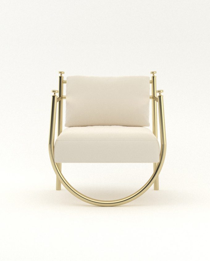 gold metal tekli koltuk berjer tasarımı