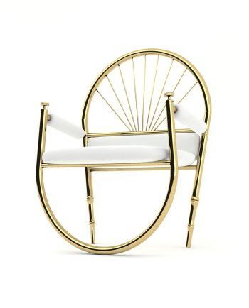 Reversed gold metal sandalye